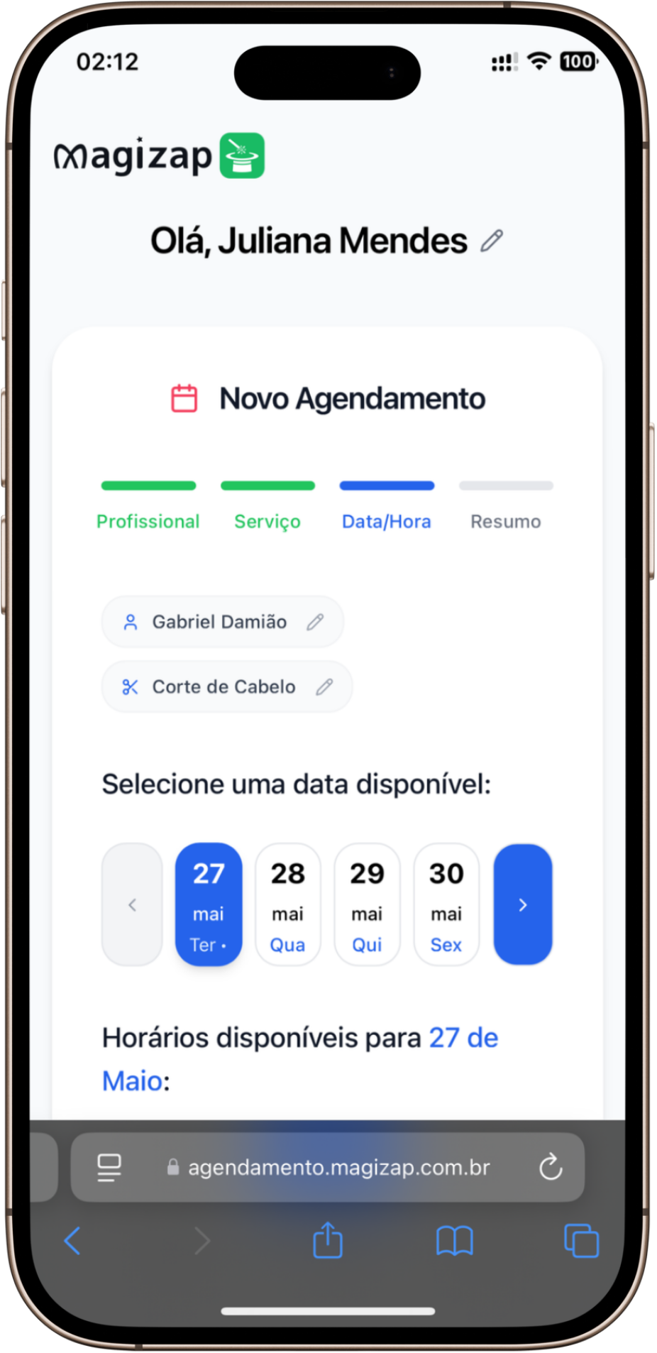 Agendamento pelo WhatsApp